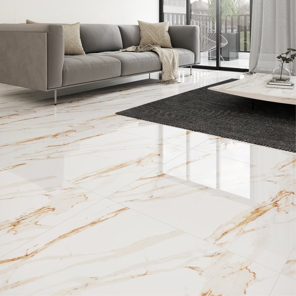 Porcelanato Marmorizado Polido Borda Reta Interno 71x71cm Max Calacata Oro Lux P71252 Artens - Image 3