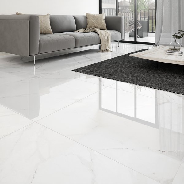 Porcelanato Marmorizado Polido Borda Reta Interno 90x90cm Mont Blanc Eliane - Image 2